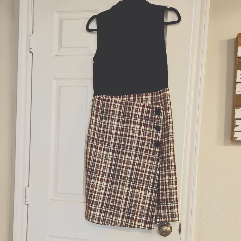Mod Black Mock Top And Plaid Skirt Dress
